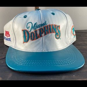 *VINTAGE* Miami Dolphins Leather SnapBack Hat